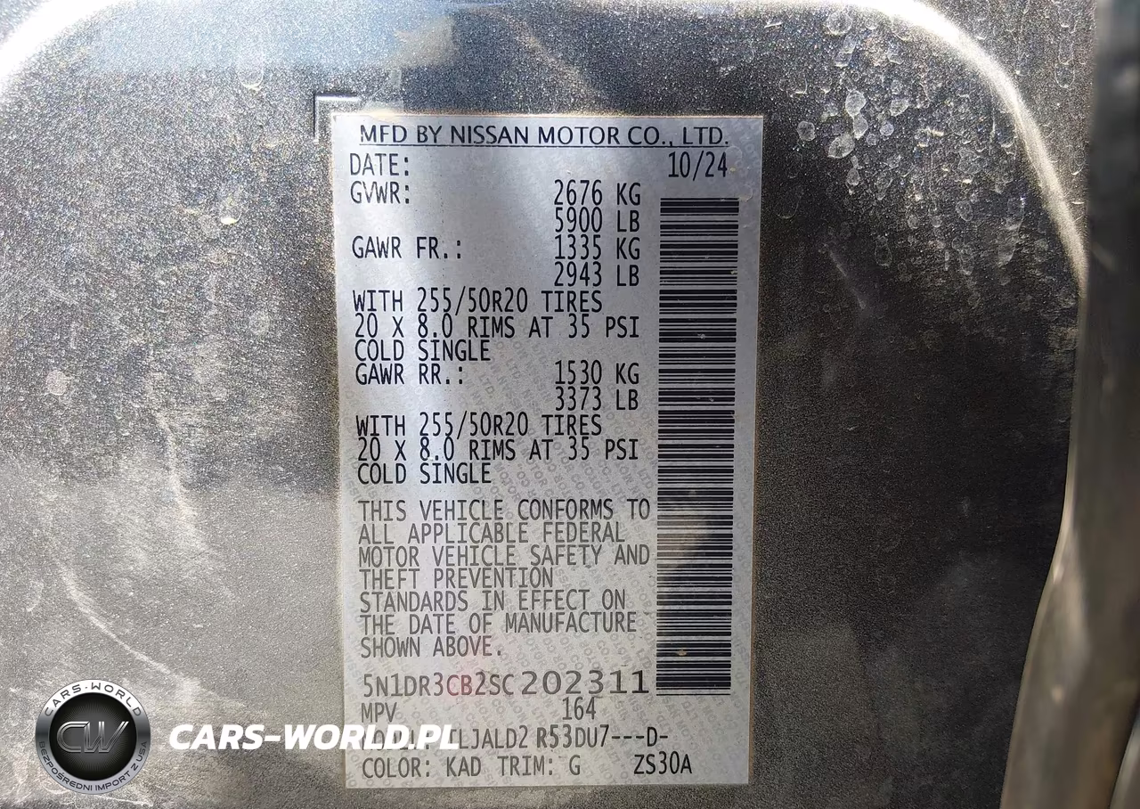 2025 Nissan Pathfinder Sl Fwd VIN:5N1DR3CB2SC202311 - 9