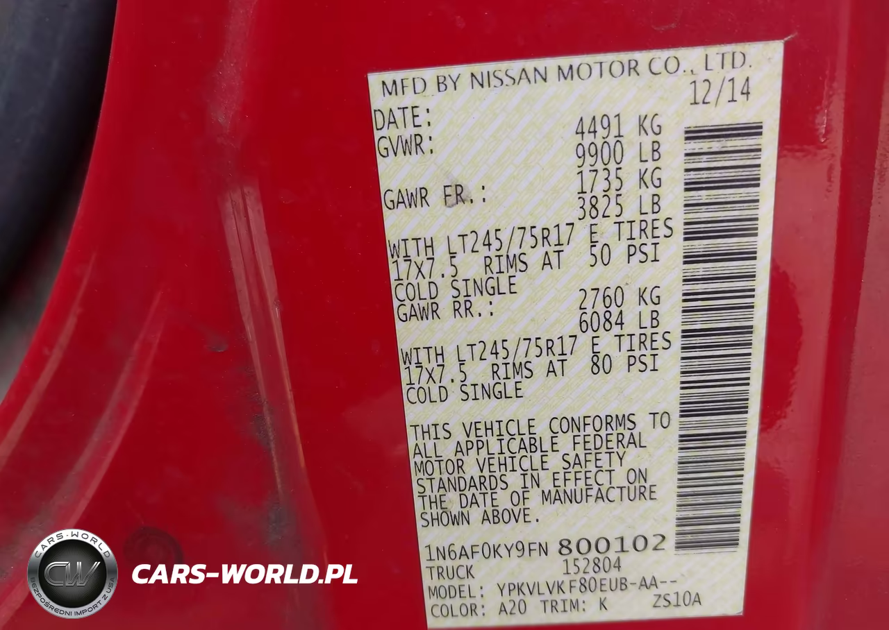 2015 Nissan Nv Cargo Nv2500 Hd S V8-Sl V8-Sv V8 VIN:1N6AF0KY9FN800102 - 9