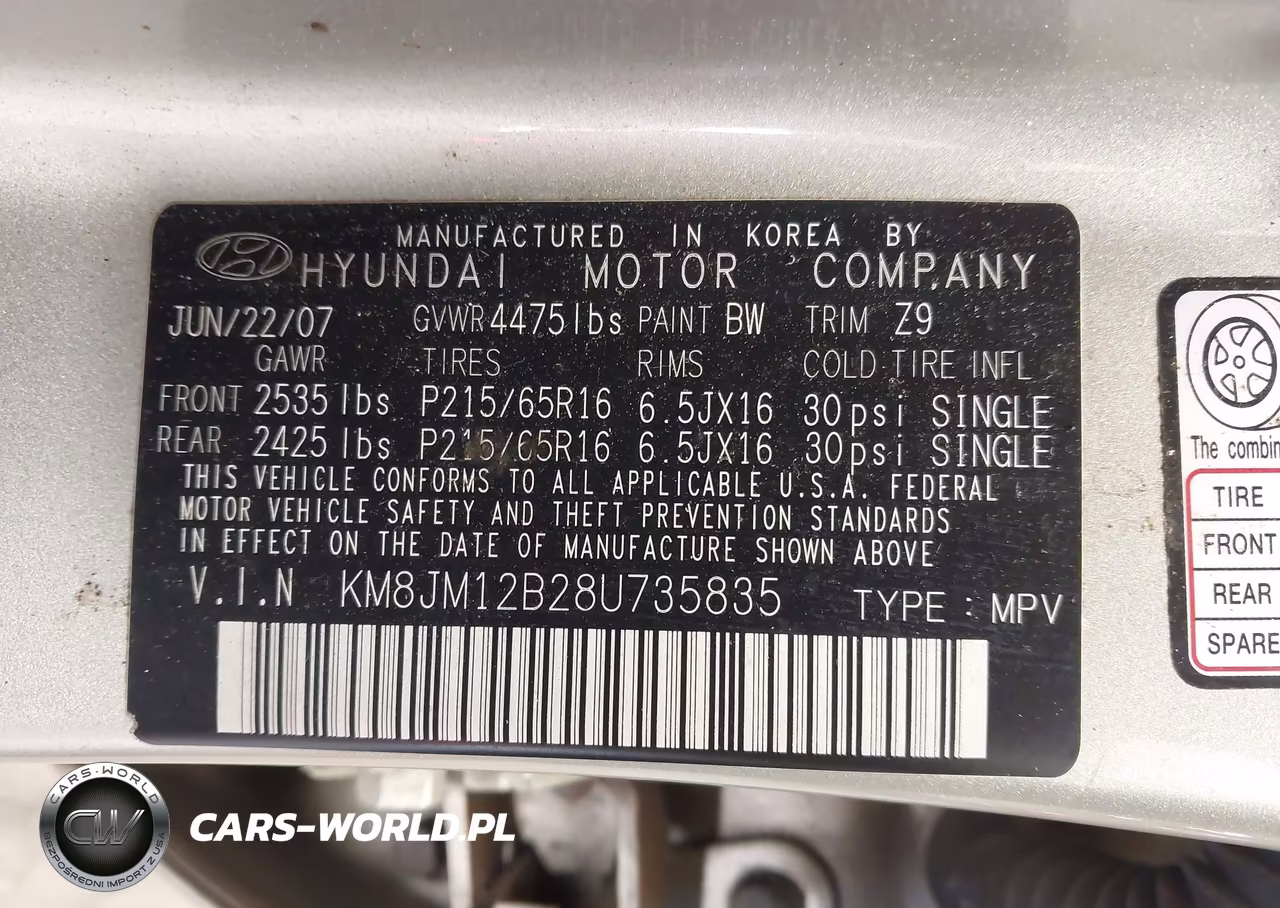 2008 Hyundai Tucson Gls VIN:KM8JM12B28U735835 - 9