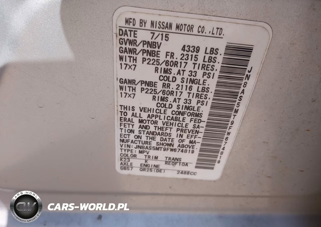 2015 Nissan Rogue Select S VIN:JN8AS5MT9FW674819 - 9