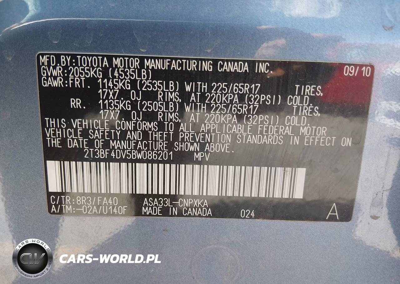 2011 Toyota Rav4 VIN:2T3BF4DV5BW086201 - 9