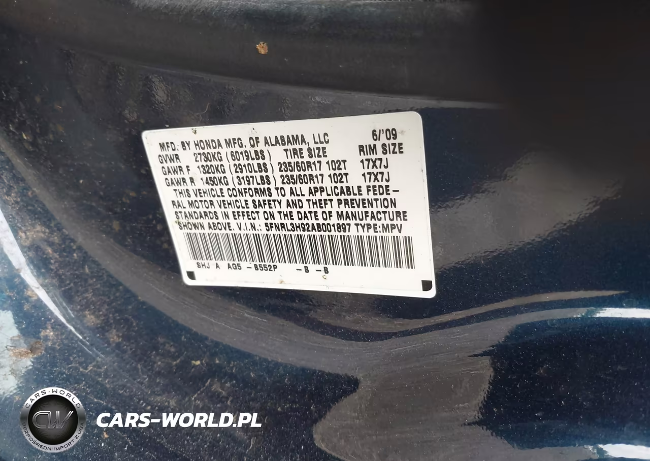 2010 Honda Odyssey Touring VIN:5FNRL3H92AB001897 - 9