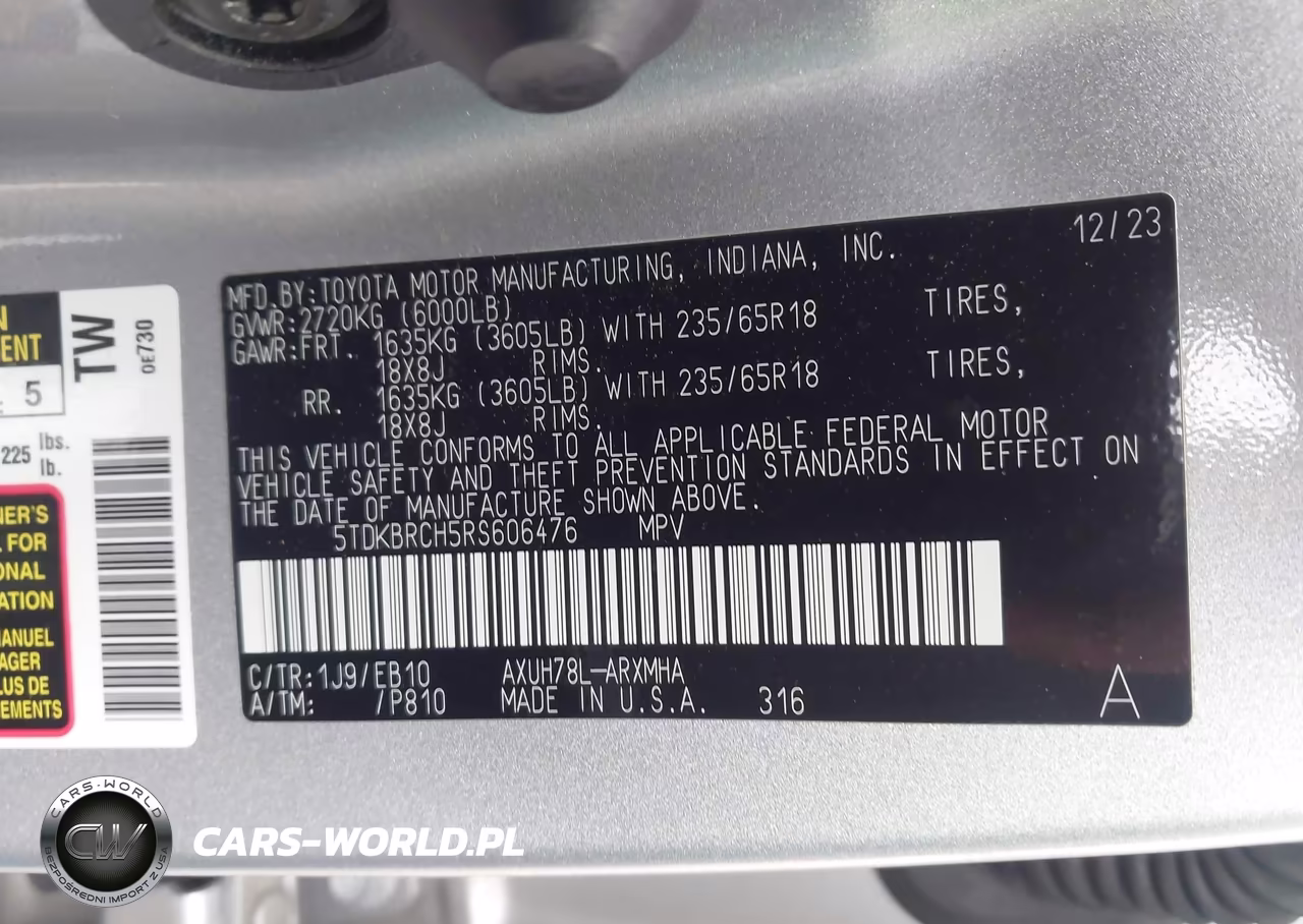 2024 Toyota Highlander Hybrid Xle VIN:5TDKBRCH5RS606476 - 9