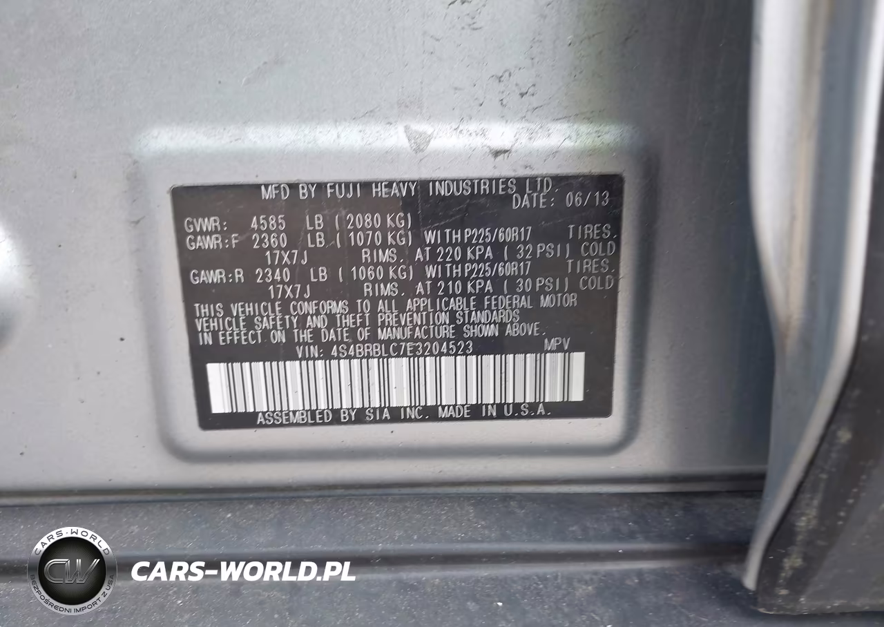 2014 Subaru Outback 2.5I Limited VIN:4S4BRBLC7E3204523 - 9