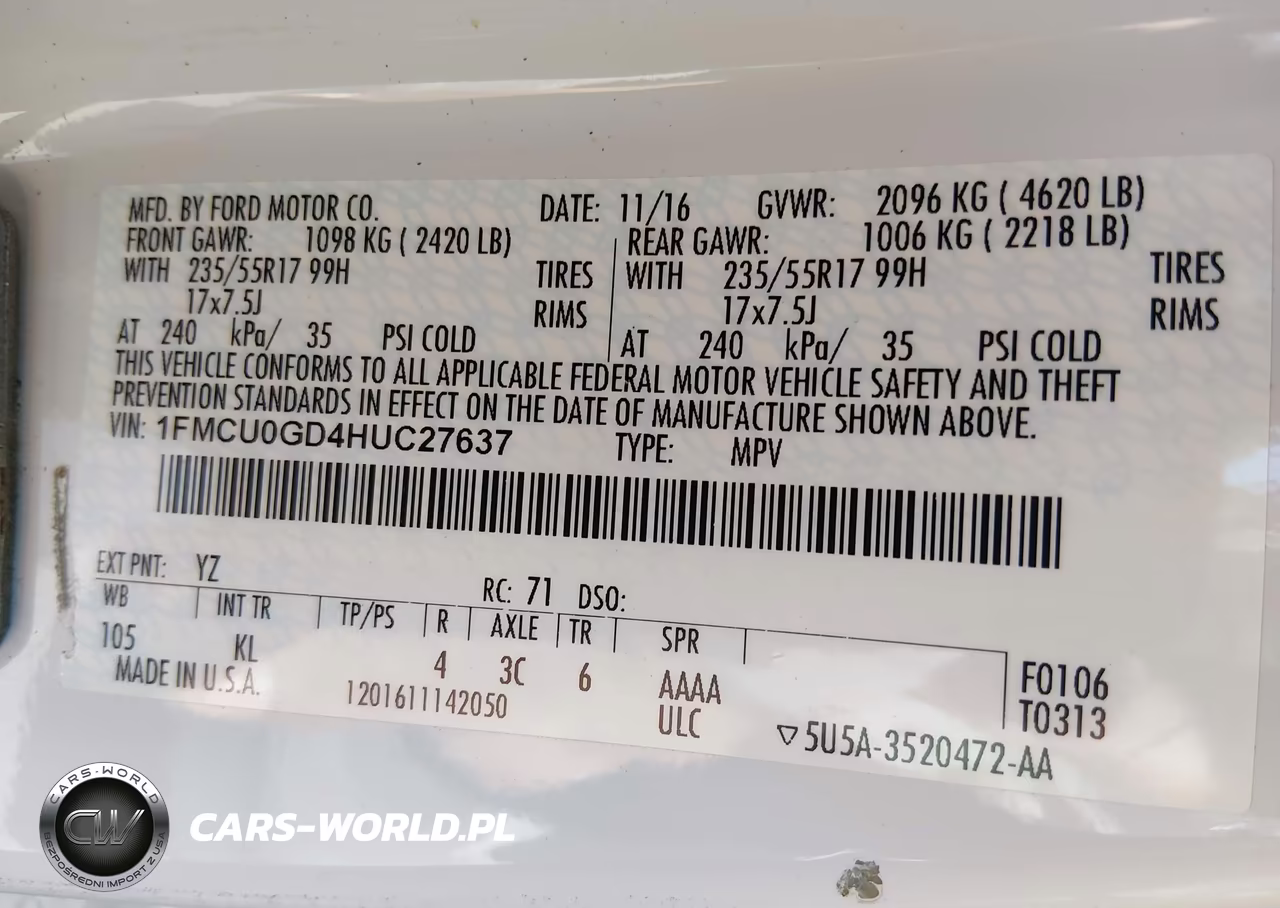 2017 Ford Escape Se VIN:1FMCU0GD4HUC27637 - 9