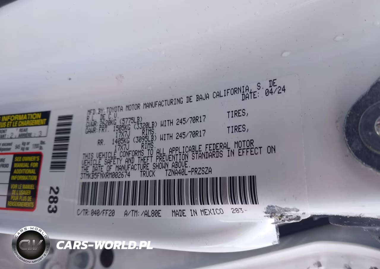 2024 Toyota Tacoma Sr5 VIN:3TMKB5FNXRM002674 - 9