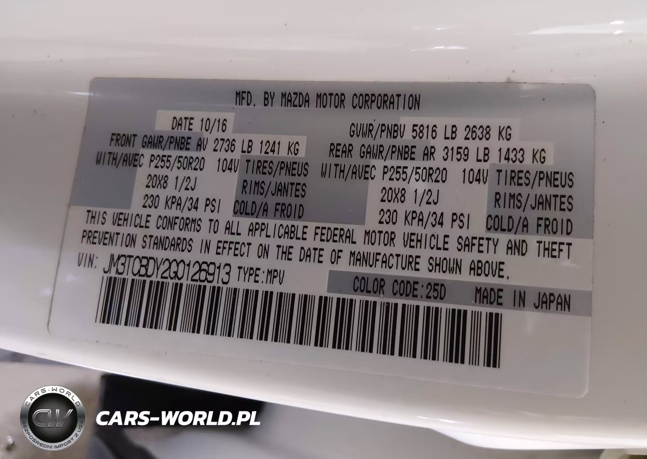 2016 Mazda Cx-9 Grand Touring VIN:JM3TCBDY2G0126913 - 9