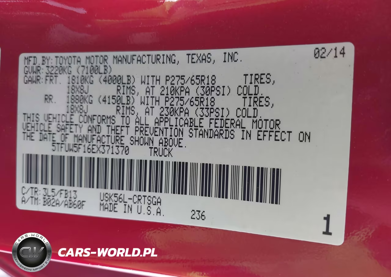 2014 Toyota Tundra Sr5 5.7L V8 VIN:5TFUW5F16EX371370 - 9
