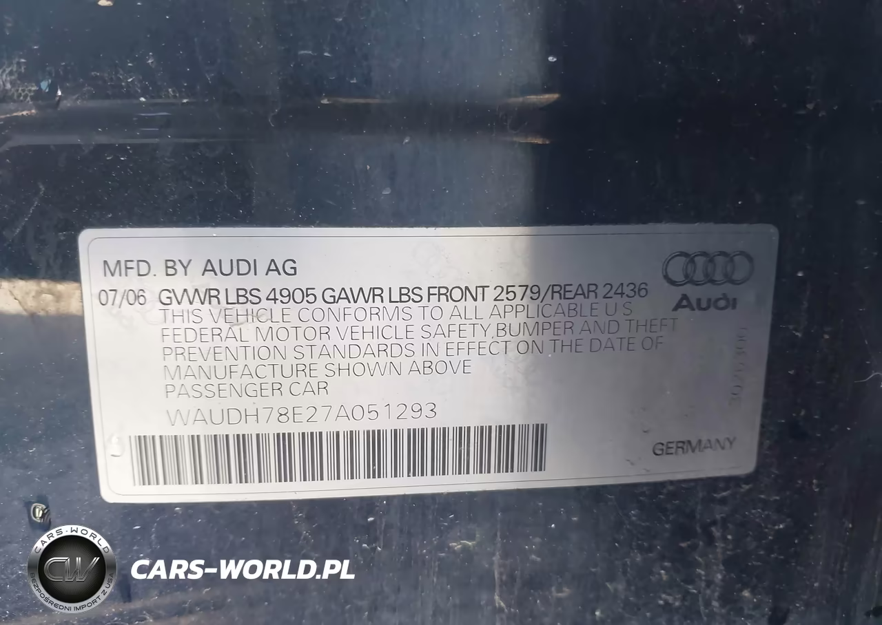 2007 Audi A4 3.2 VIN:WAUDH78E27A051293 - 9