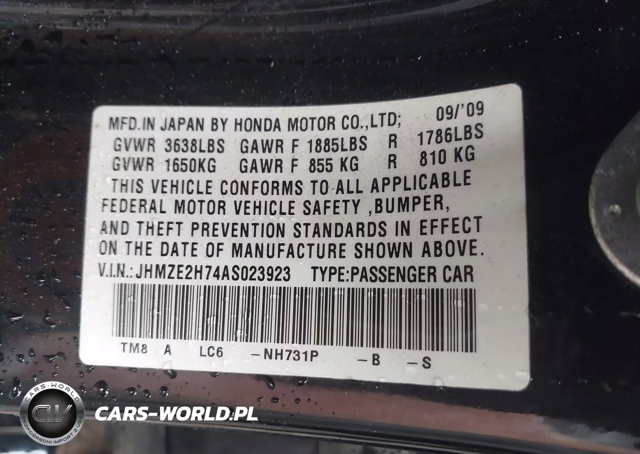 2010 Honda Insight Ex VIN:JHMZE2H74AS023923 - 9