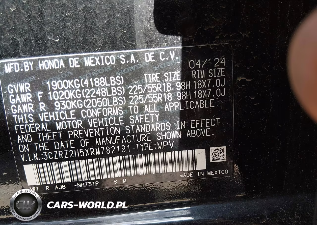 2024 Honda Hr-V Awd Sport-Awd Sport W-O Bsi VIN:3CZRZ2H5XRM782191 - 9