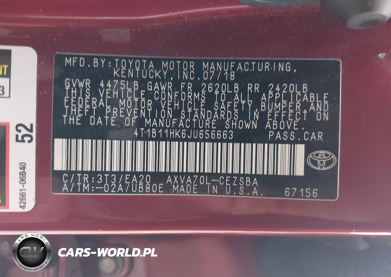 2018 Toyota Camry Se VIN:4T1B11HK6JU656663 - 9