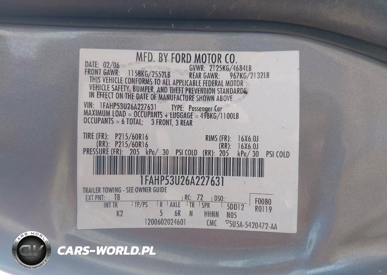 2006 Ford Taurus Se VIN:1FAHP53U26A227631 - 9