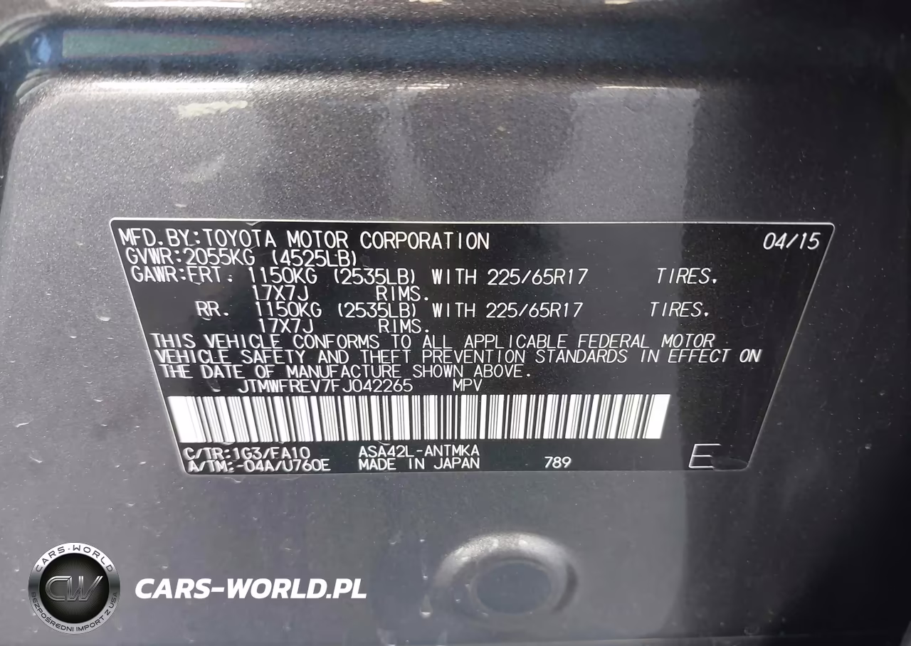 2015 Toyota Rav4 Xle VIN:JTMWFREV7FJ042265 - 9