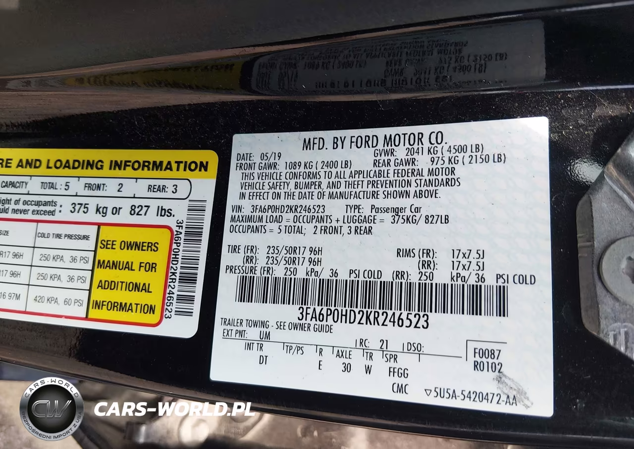 2019 Ford Fusion Se VIN:3FA6P0HD2KR246523 - 9