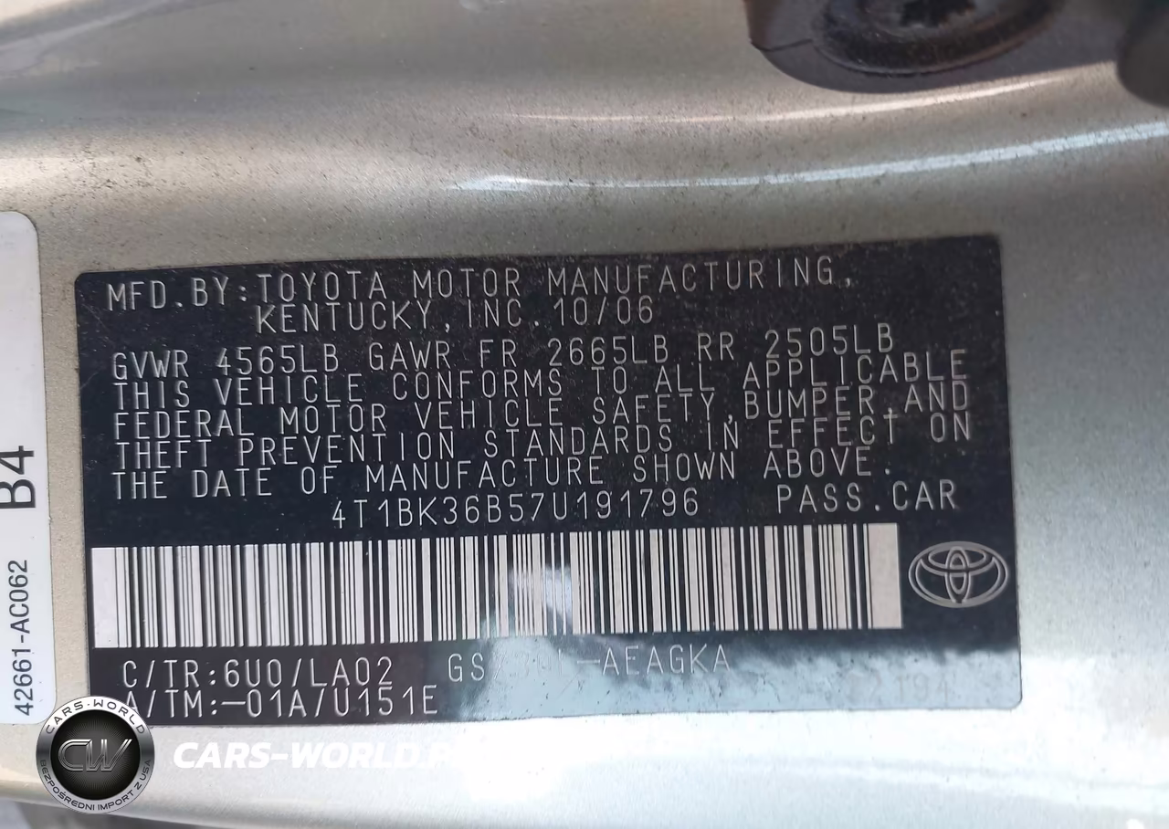 2007 Toyota Avalon Xls VIN:4T1BK36B57U191796 - 9