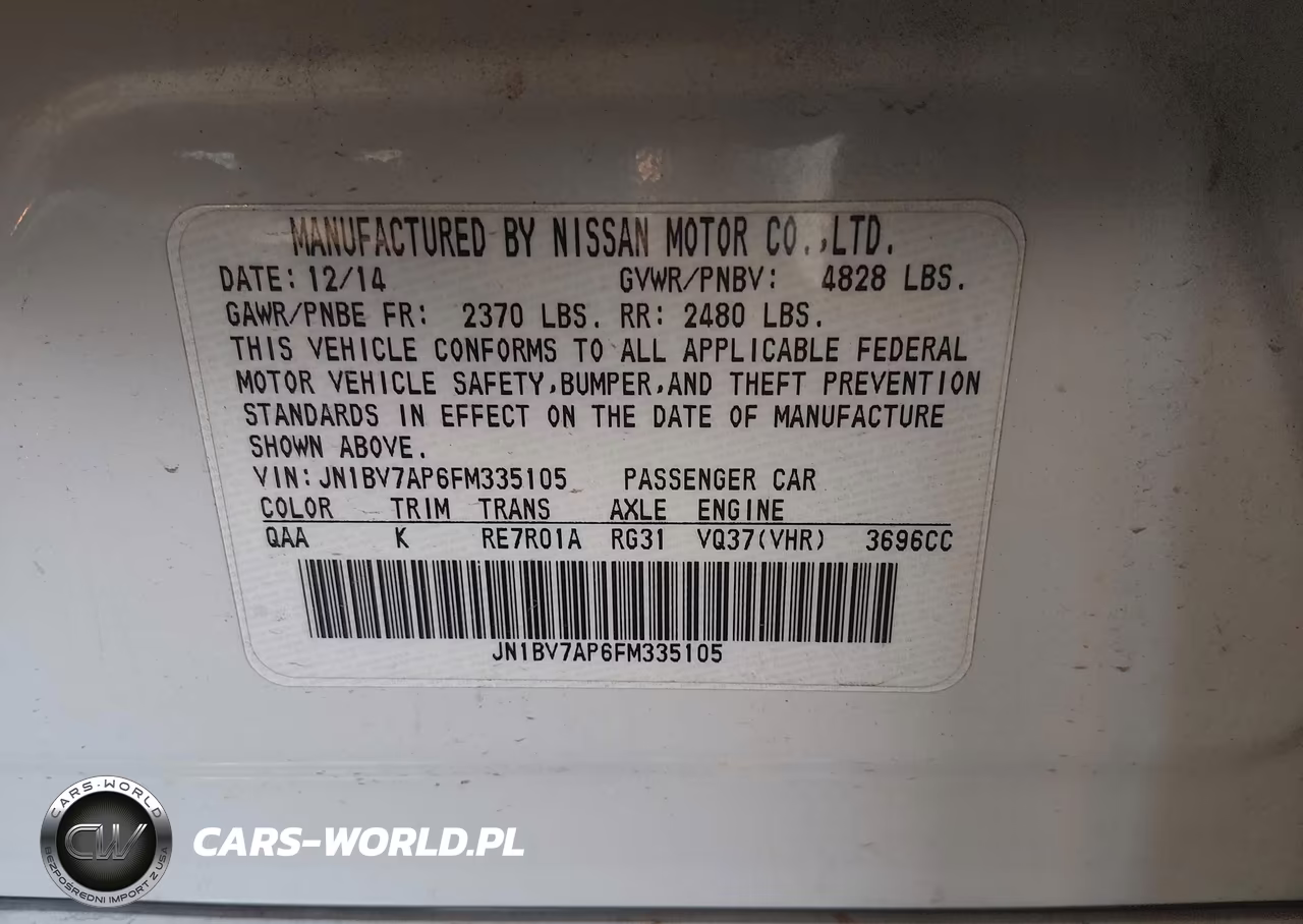 2015 Infiniti Q50 VIN:JN1BV7AP6FM335105 - 9