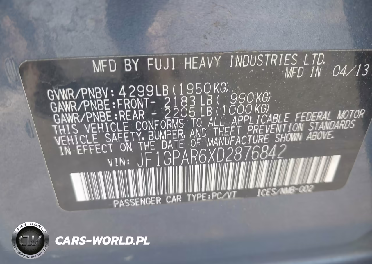 2013 Subaru Impreza VIN:JF1GPAR6XD2876842 - 9