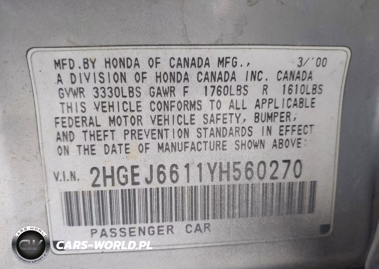 2000 Honda Civic Value Package VIN:2HGEJ6611YH560270 - 9