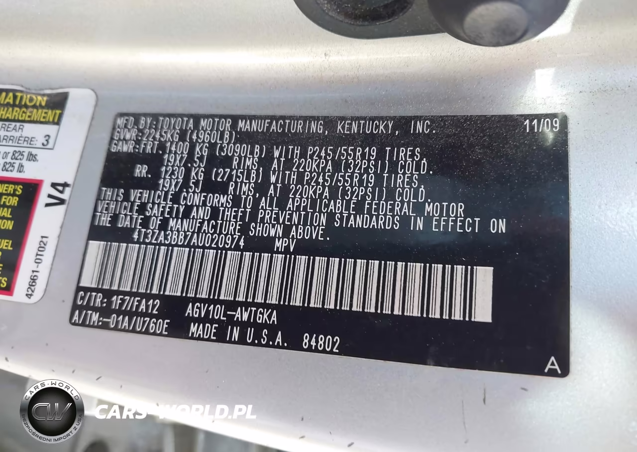 2010 Toyota Venza VIN:4T3ZA3BB7AU020974 - 9