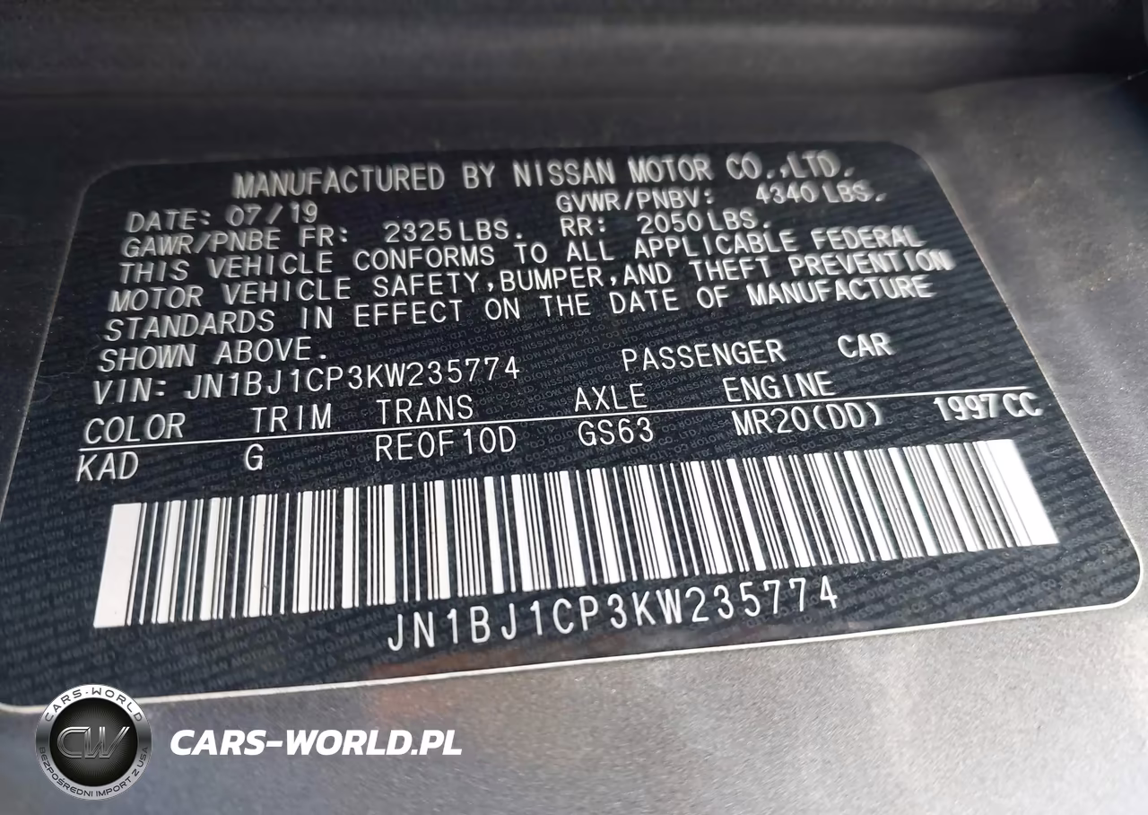 2019 Nissan Rogue Sport S VIN:JN1BJ1CP3KW235774 - 9