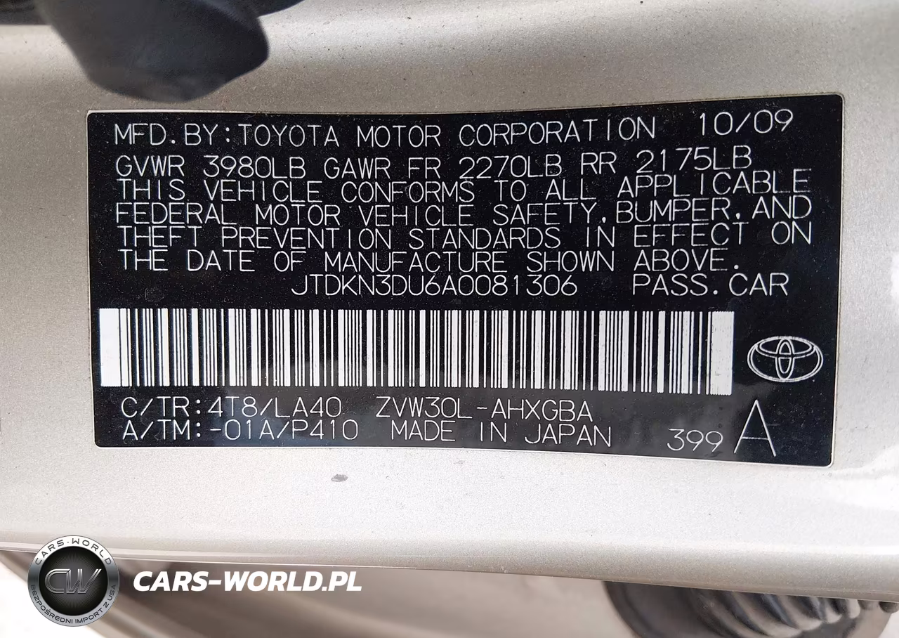 2010 Toyota Prius Iv VIN:JTDKN3DU6A0081306 - 9