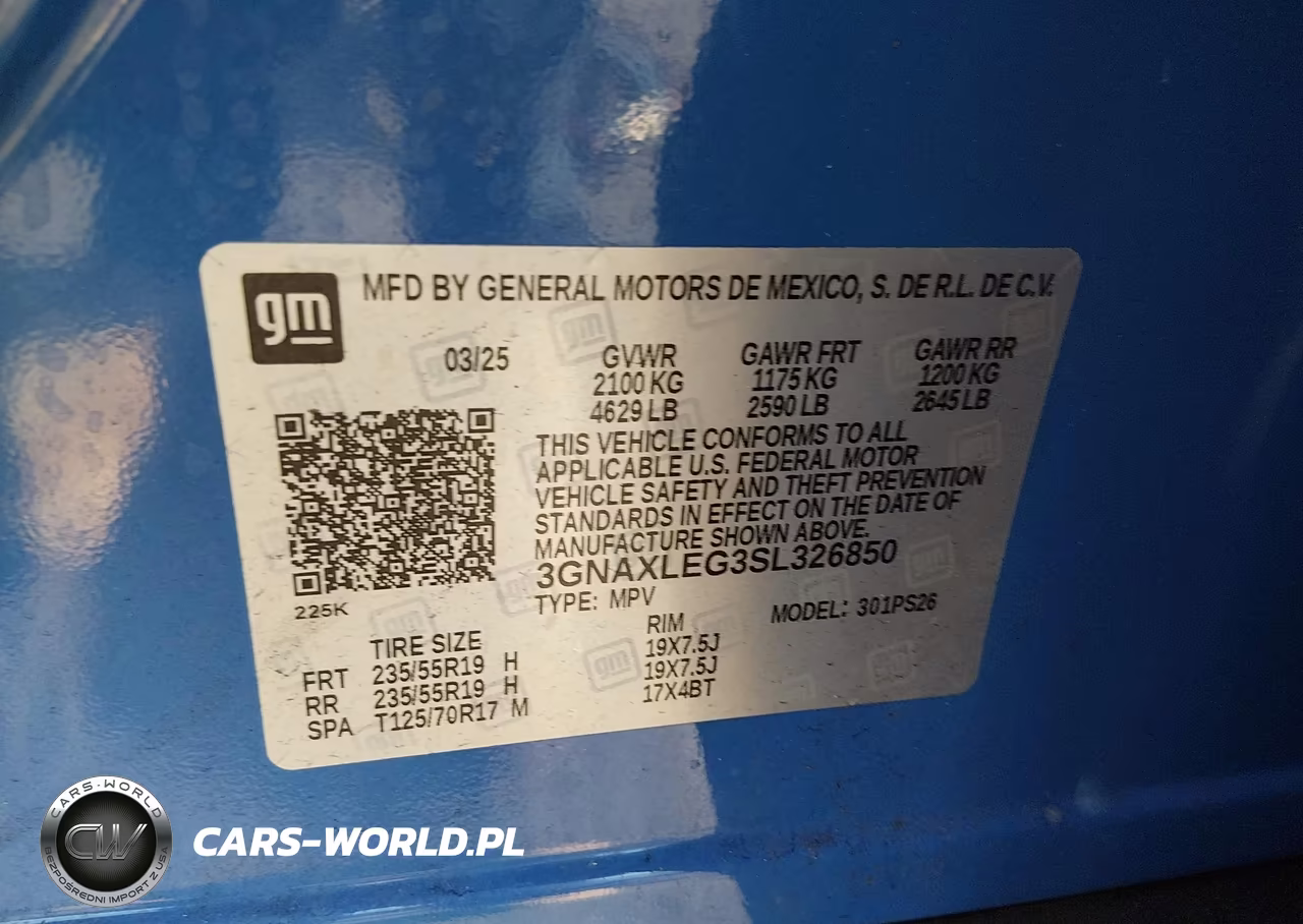 2025 Chevrolet Equinox Fwd Rs VIN:3GNAXLEG3SL326850 - 9