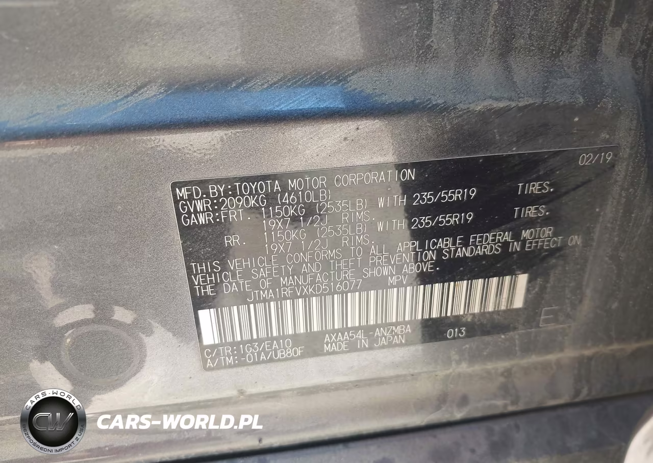 2019 Toyota Rav4 Xle Premium VIN:JTMA1RFVXKD516077 - 9