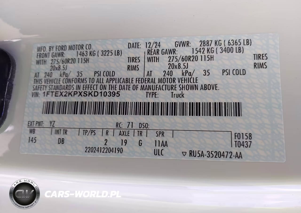 2025 Ford F-150 Stx VIN:1FTEX2KPXSKD10395 - 9