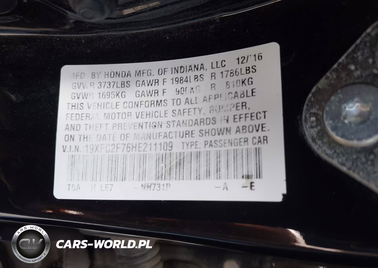 2017 Honda Civic Ex VIN:19XFC2F76HE211109 - 9