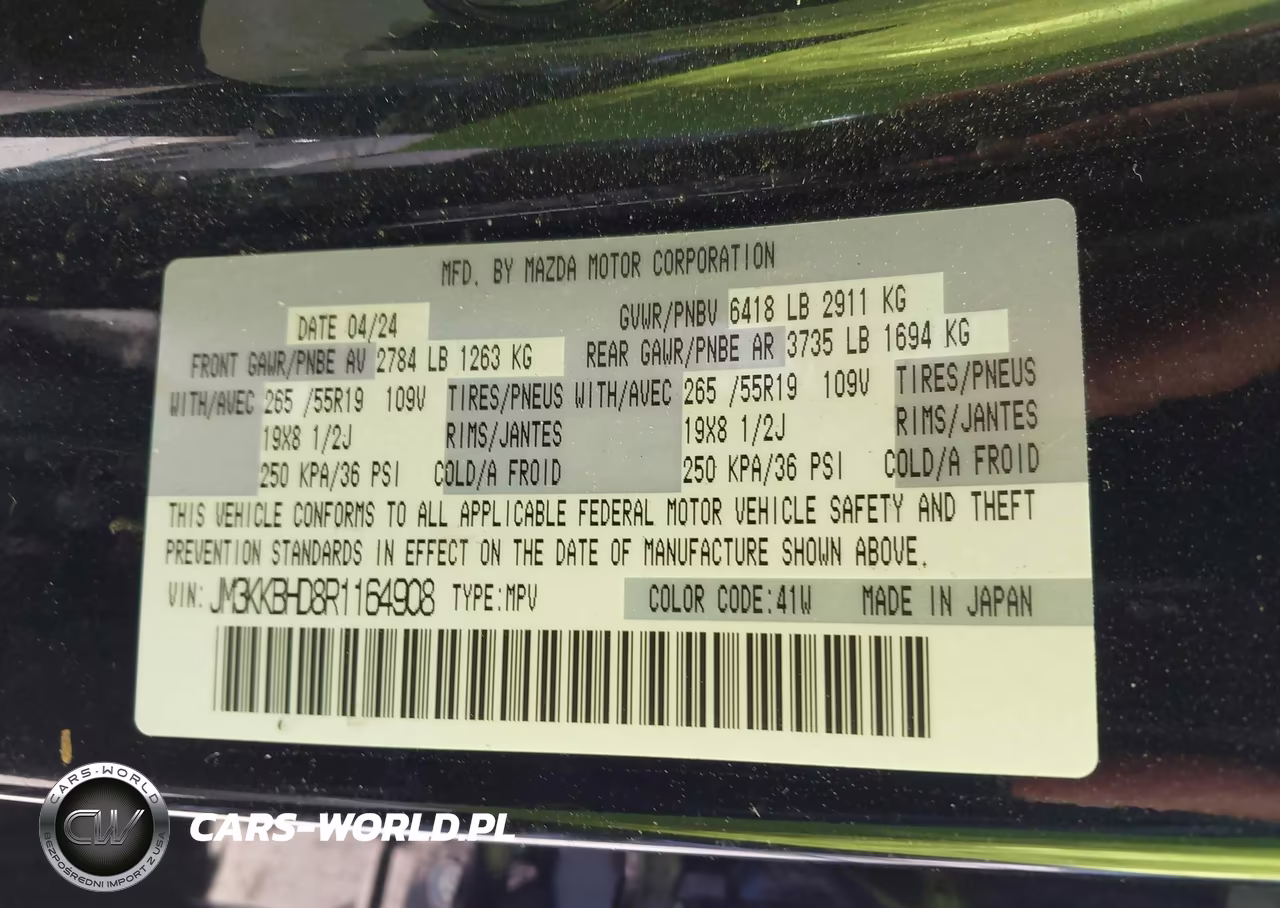 2024 Mazda Cx-90 3.3 Turbo Preferred VIN:JM3KKBHD8R1164908 - 9