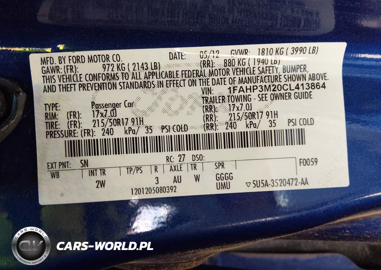 2012 Ford Focus Sel VIN:1FAHP3M20CL413864 - 9