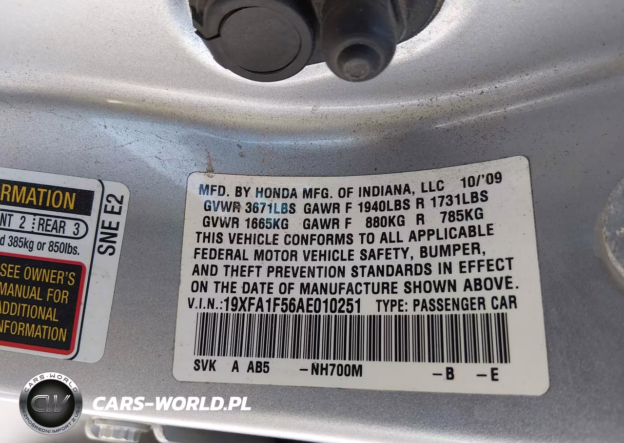 2010 Honda Civic Lx VIN:19XFA1F56AE010251 - 9