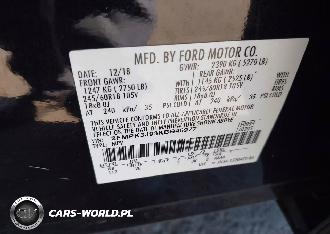 2019 Ford Edge Sel VIN:2FMPK3J93KBB46977 - 9