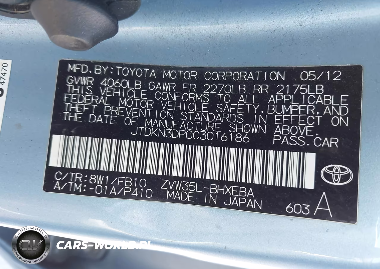 2012 Toyota Prius Plug-In VIN:JTDKN3DP0C3016186 - 9