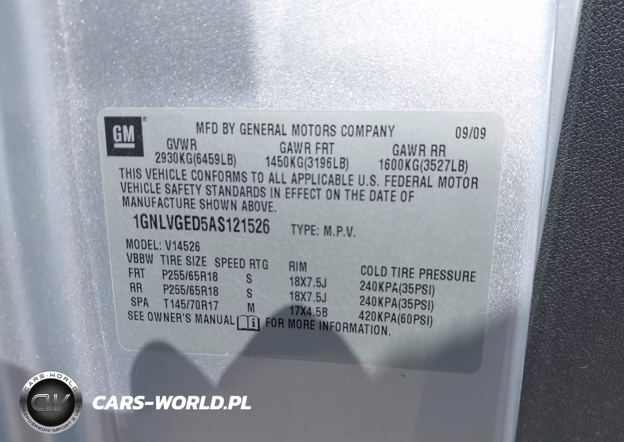 2010 Chevrolet Traverse Lt VIN:1GNLVGED5AS121526 - 9