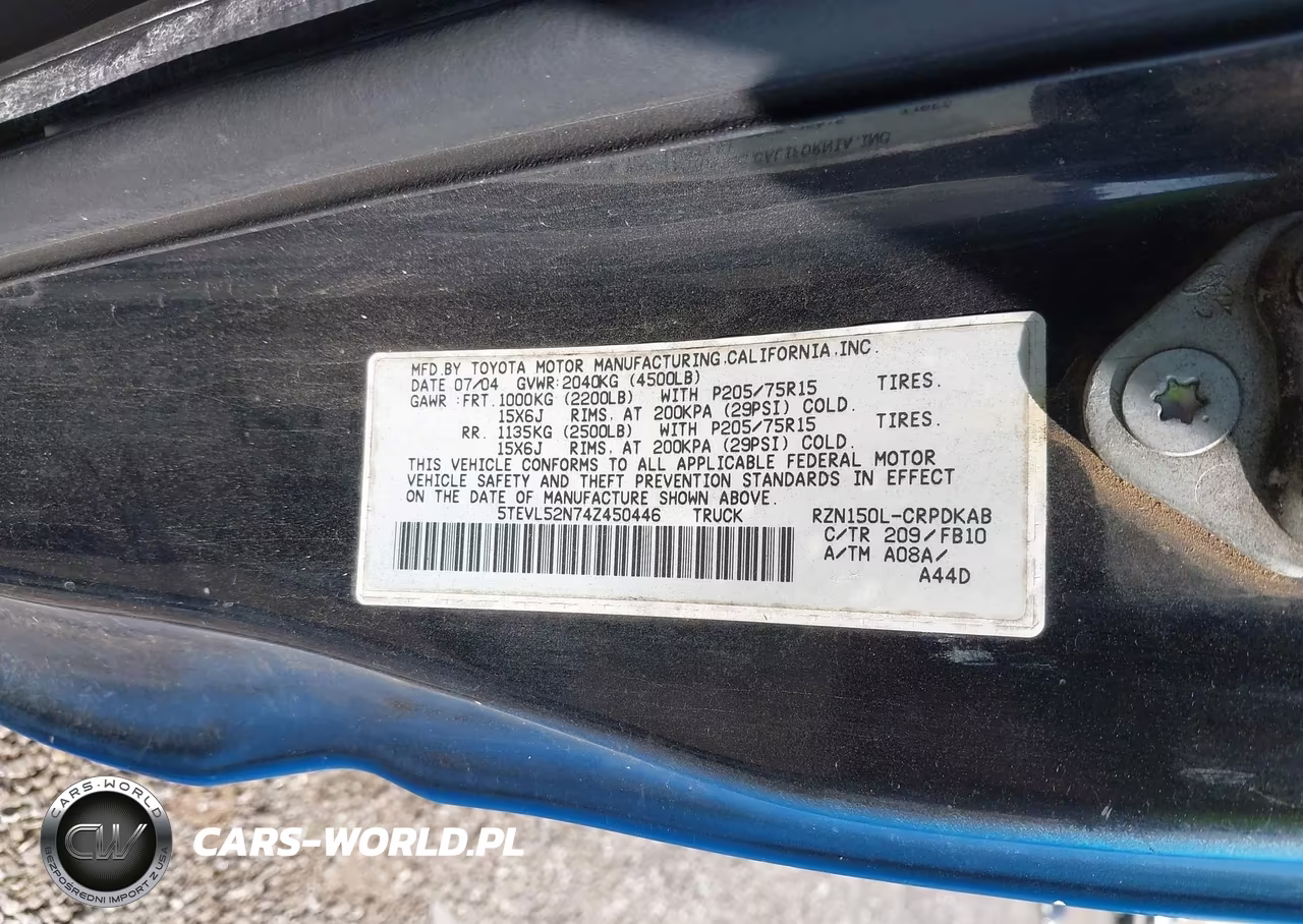 2004 Toyota Tacoma VIN:5TEVL52N74Z450446 - 9