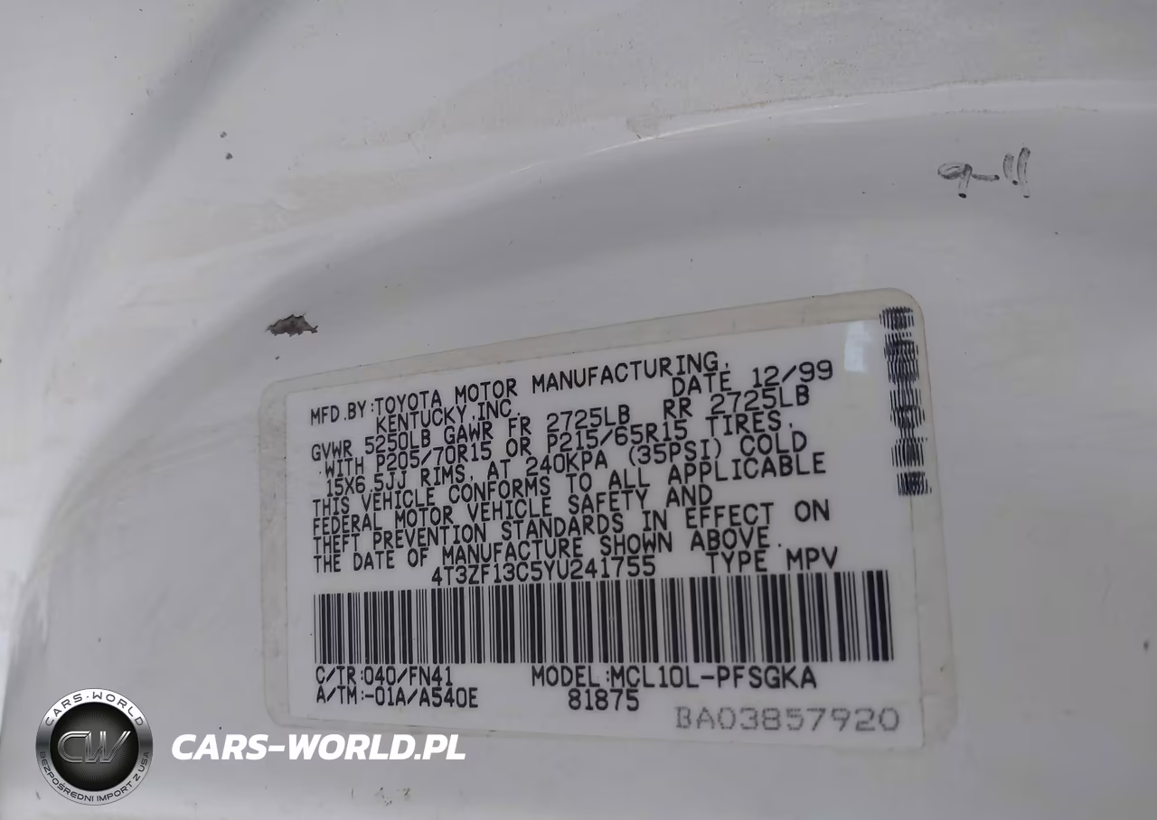 2000 Toyota Sienna Le VIN:4T3ZF13C5YU241755 - 9