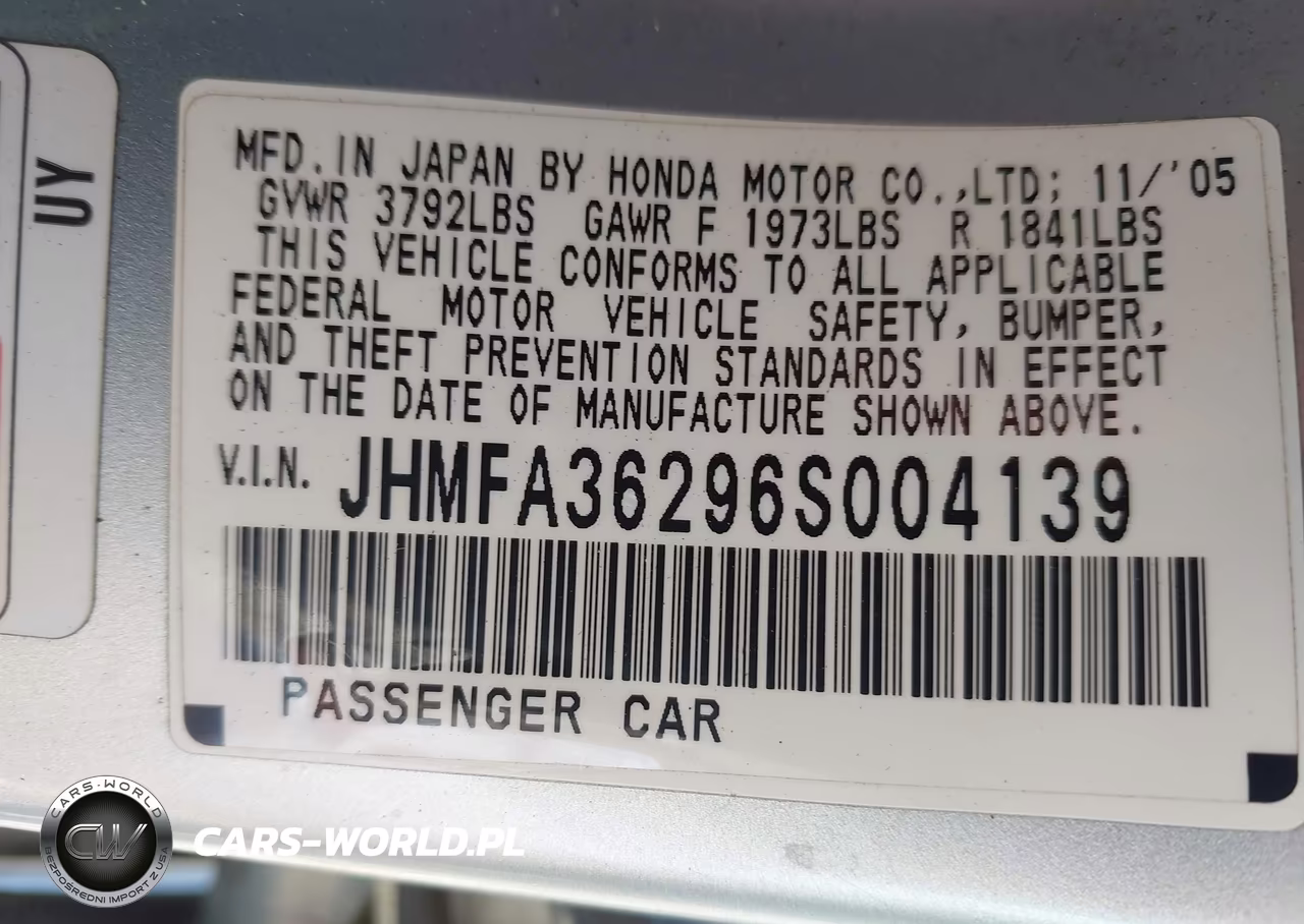 2006 Honda Civic Hybrid VIN:JHMFA36296S004139 - 9