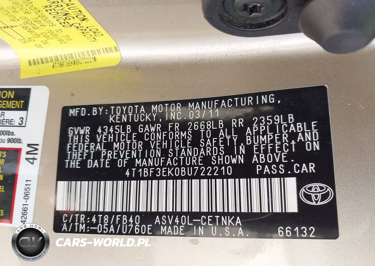2011 Toyota Camry Le VIN:4T1BF3EK0BU722210 - 9