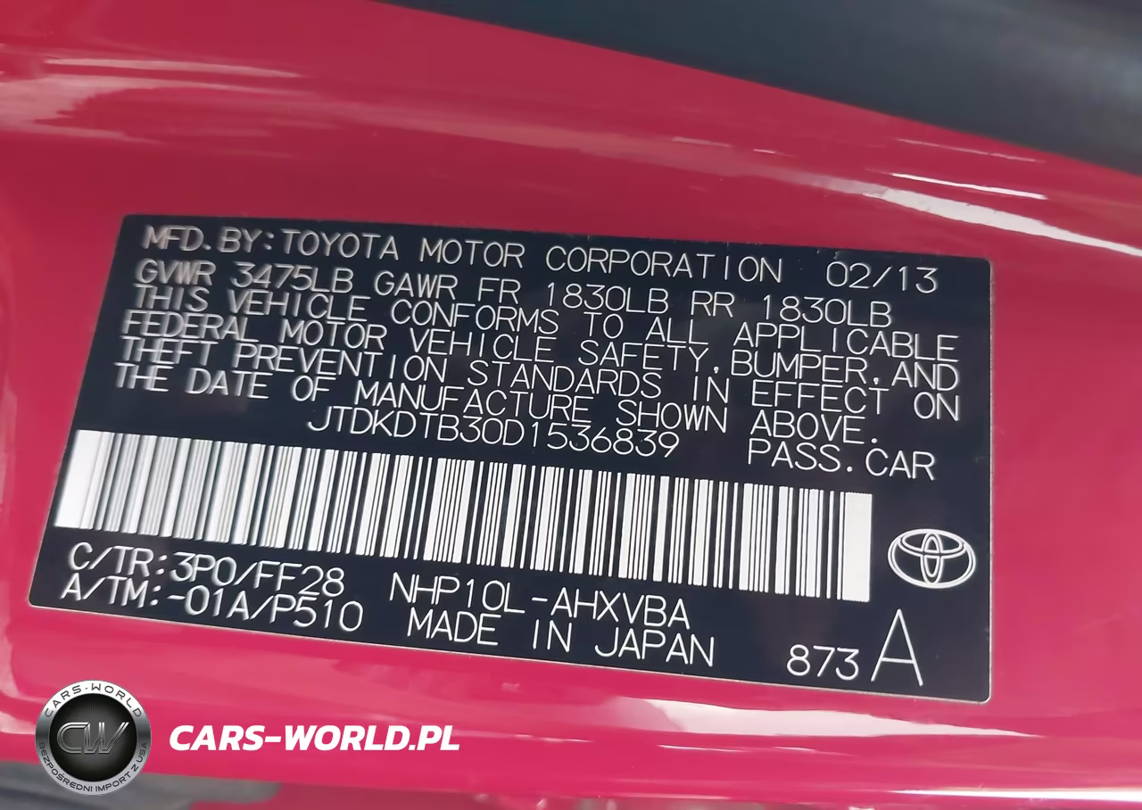 2013 Toyota Prius C Two VIN:JTDKDTB30D1536839 - 9