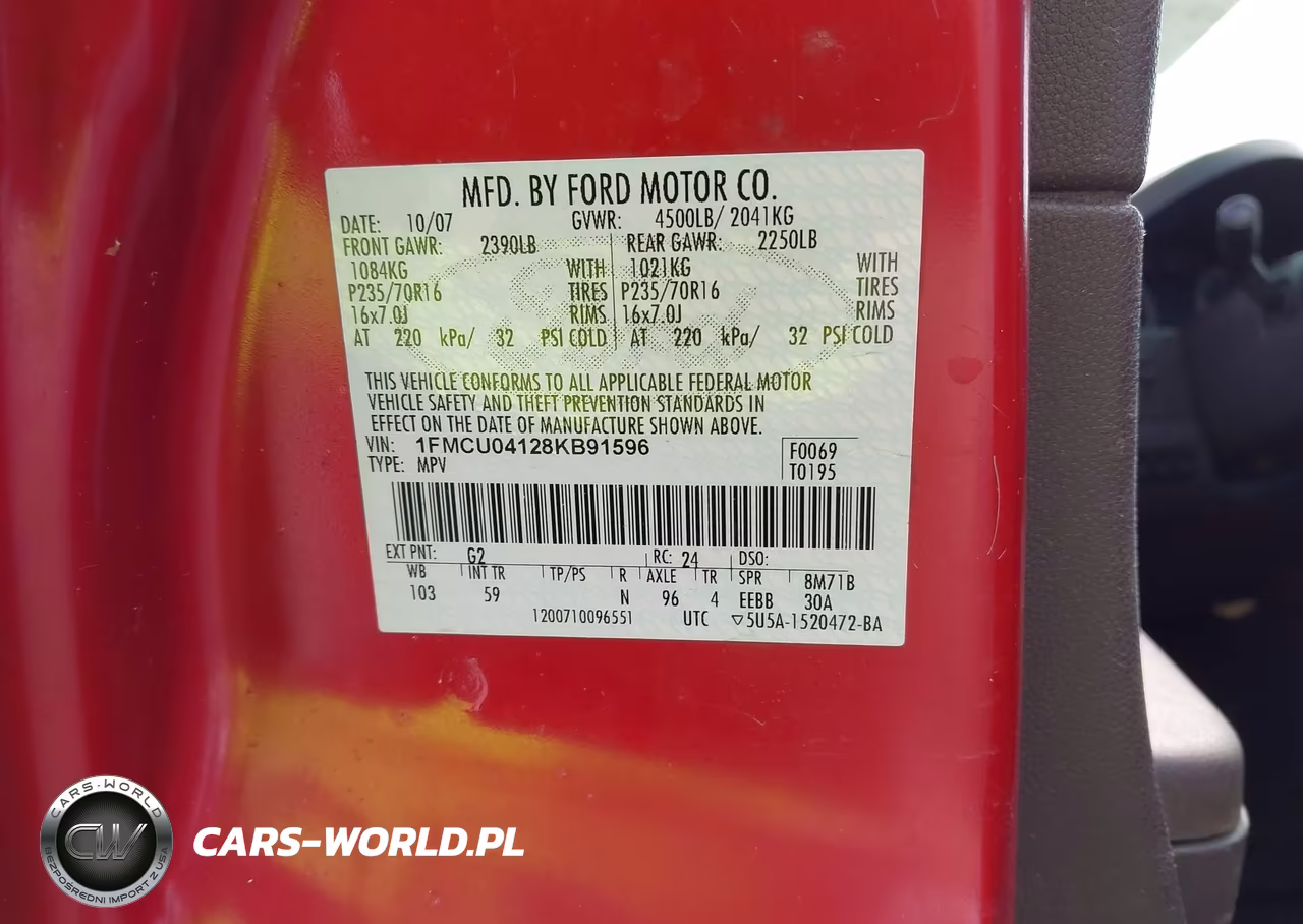2008 Ford Escape Limited VIN:1FMCU04128KB91596 - 9
