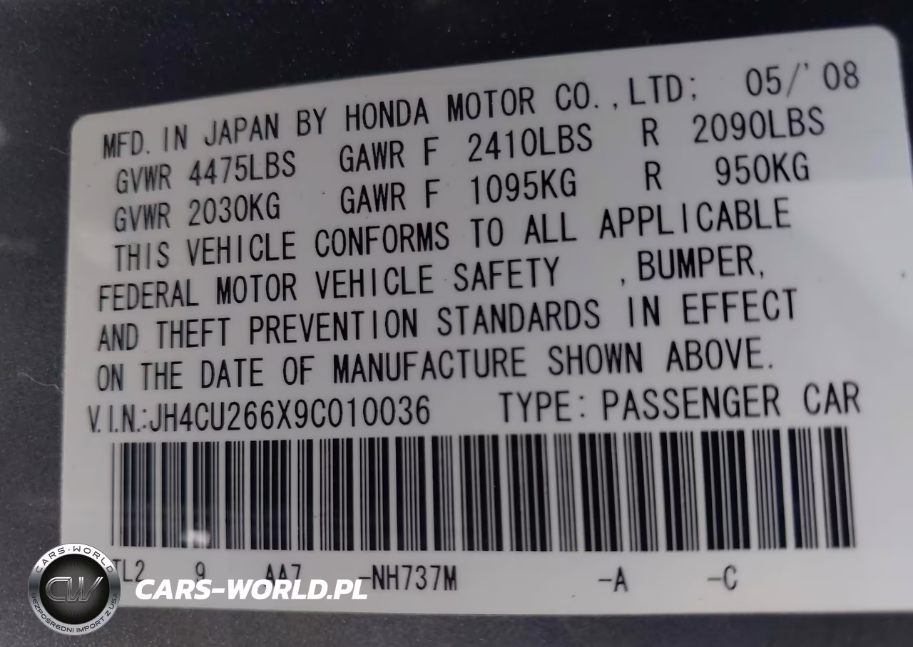 2009 Acura Tsx VIN:JH4CU266X9C010036 - 9