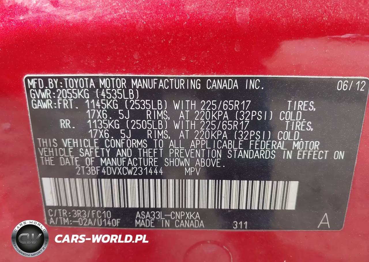 2012 Toyota Rav4 VIN:2T3BF4DVXCW231444 - 9
