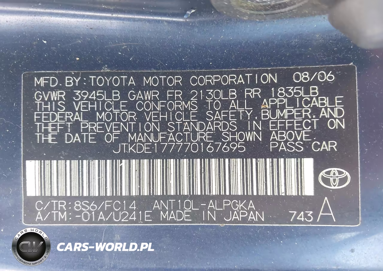 2007 Scion Tc VIN:JTKDE177770167695 - 9