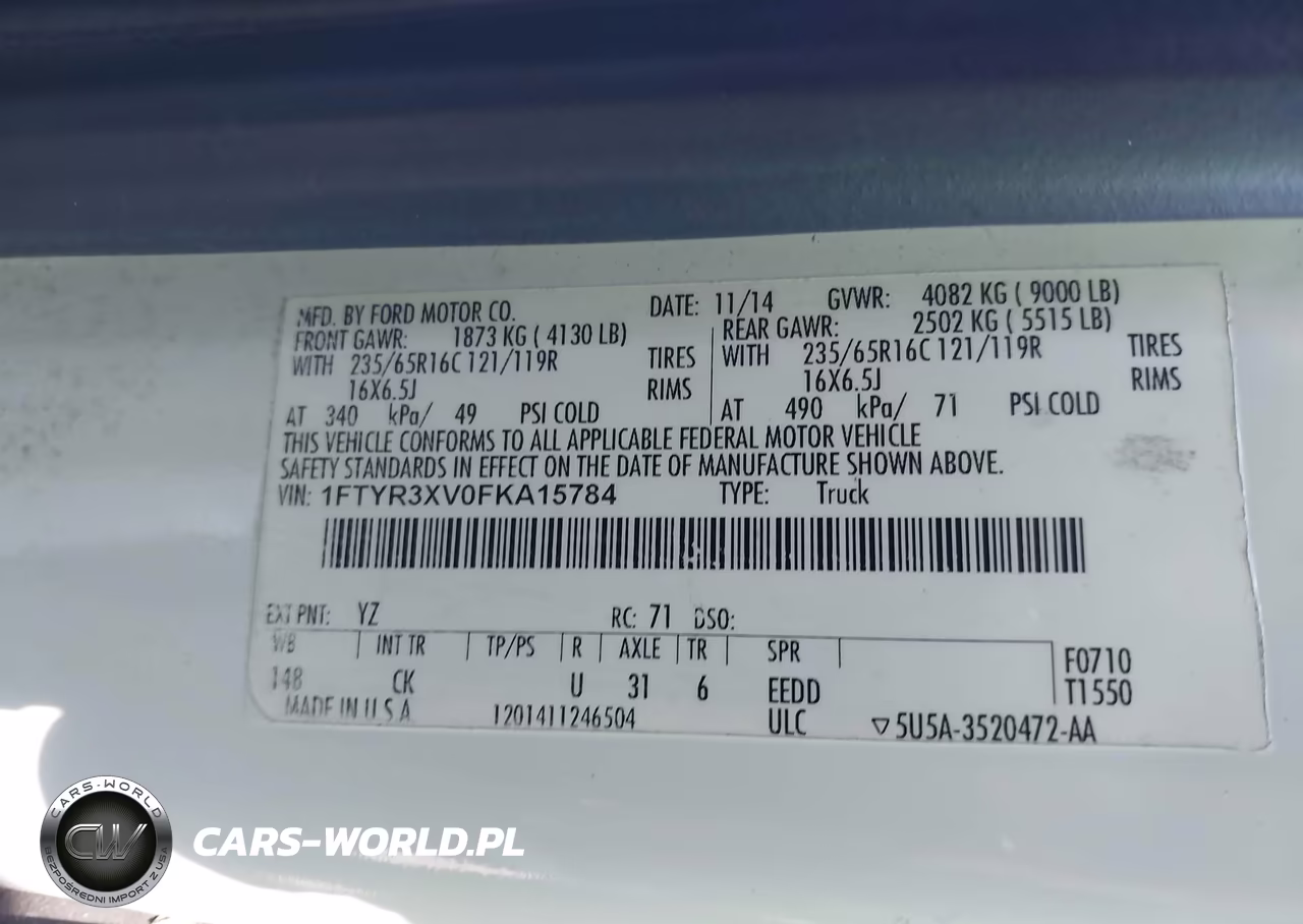 2015 Ford Transit-250 VIN:1FTYR3XV0FKA15784 - 9