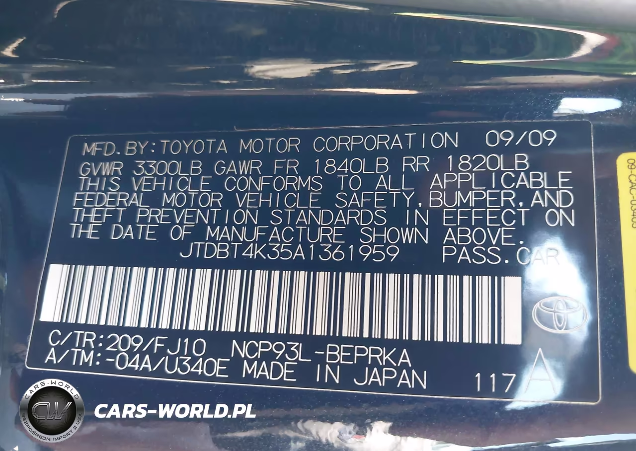 2010 Toyota Yaris VIN:JTDBT4K35A1361959 - 9