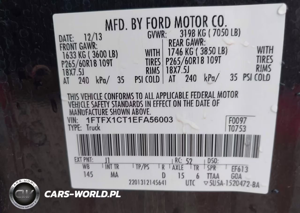 2014 Ford F-150 Xlt VIN:1FTFX1CT1EFA56003 - 9