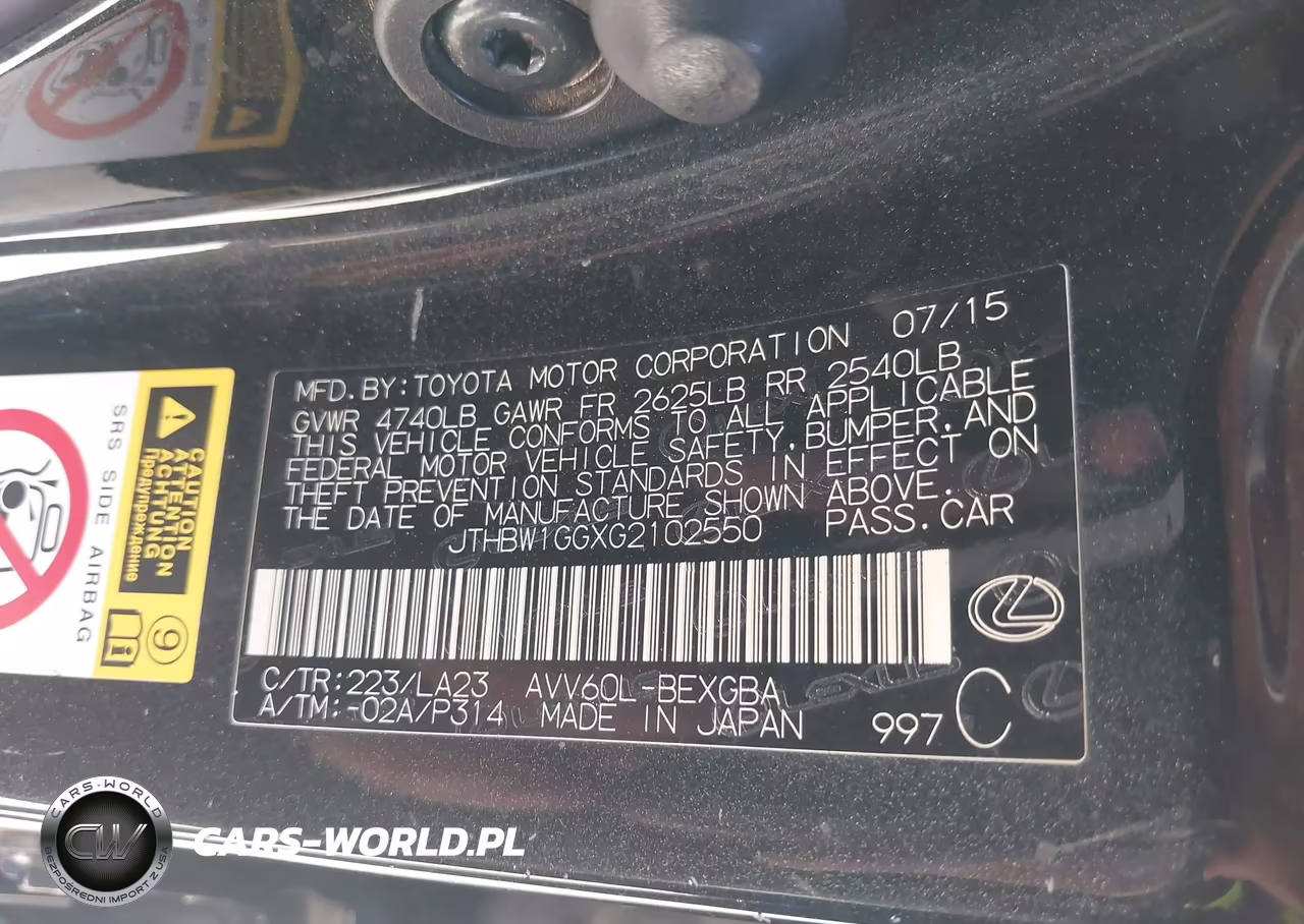 2016 Lexus Es 300H VIN:JTHBW1GGXG2102550 - 9