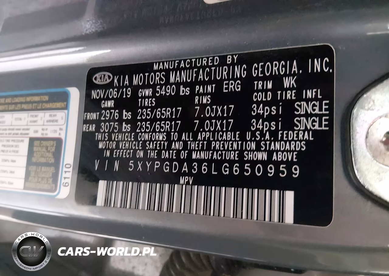 2020 Kia Sorento 2.4L Lx VIN:5XYPGDA36LG650959 - 9